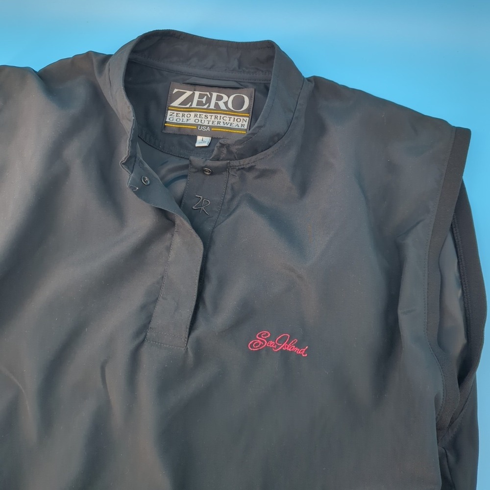 Zero Restriction ZR Golf Wind Vest Mens Large Black Sea Island USA Made Pullover